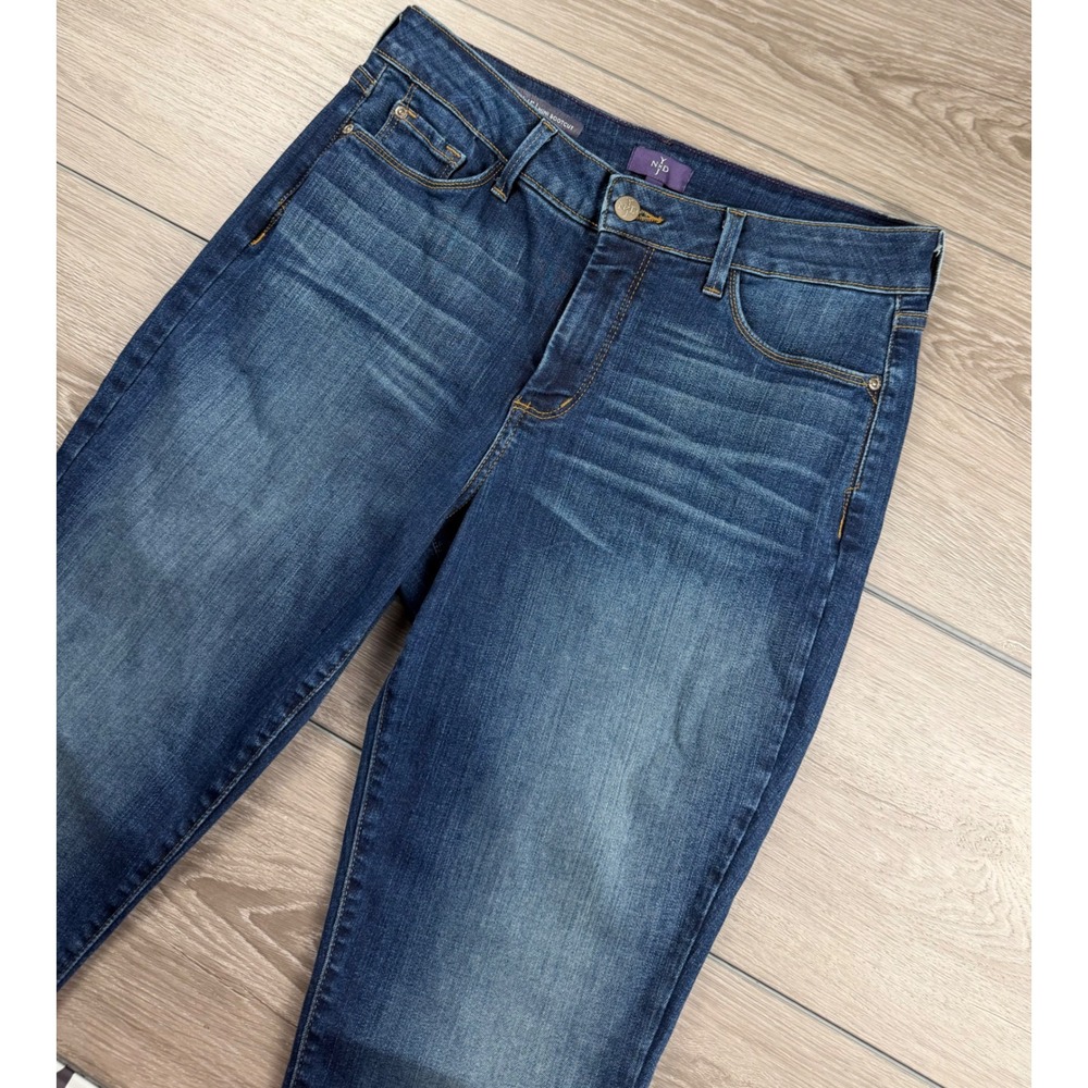 NYDJ Womens Billie Mini Bootcut Lift Tuck Technology Jeans Blue 10